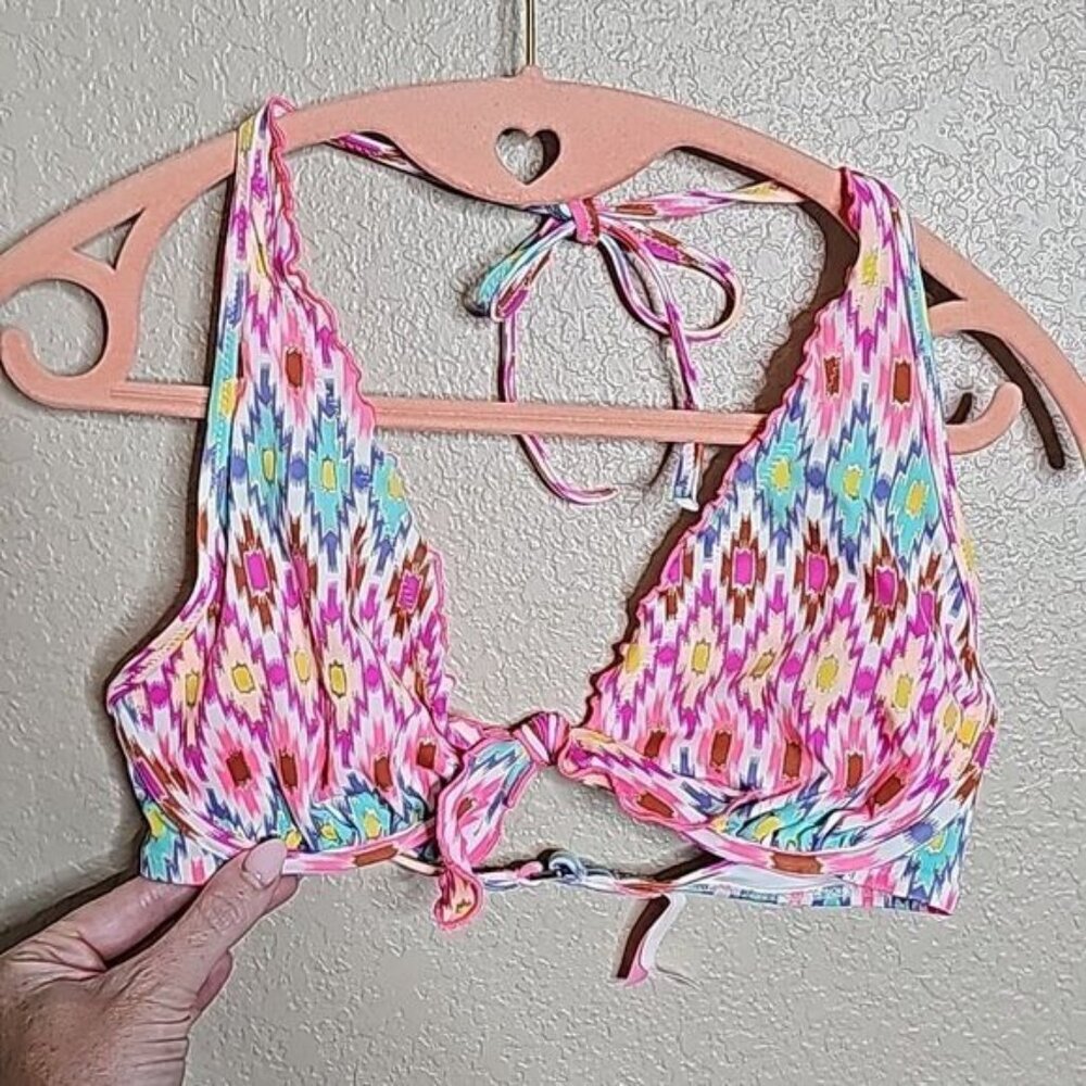 Victoria's Secret 32D Geo Bright Halter bikini top